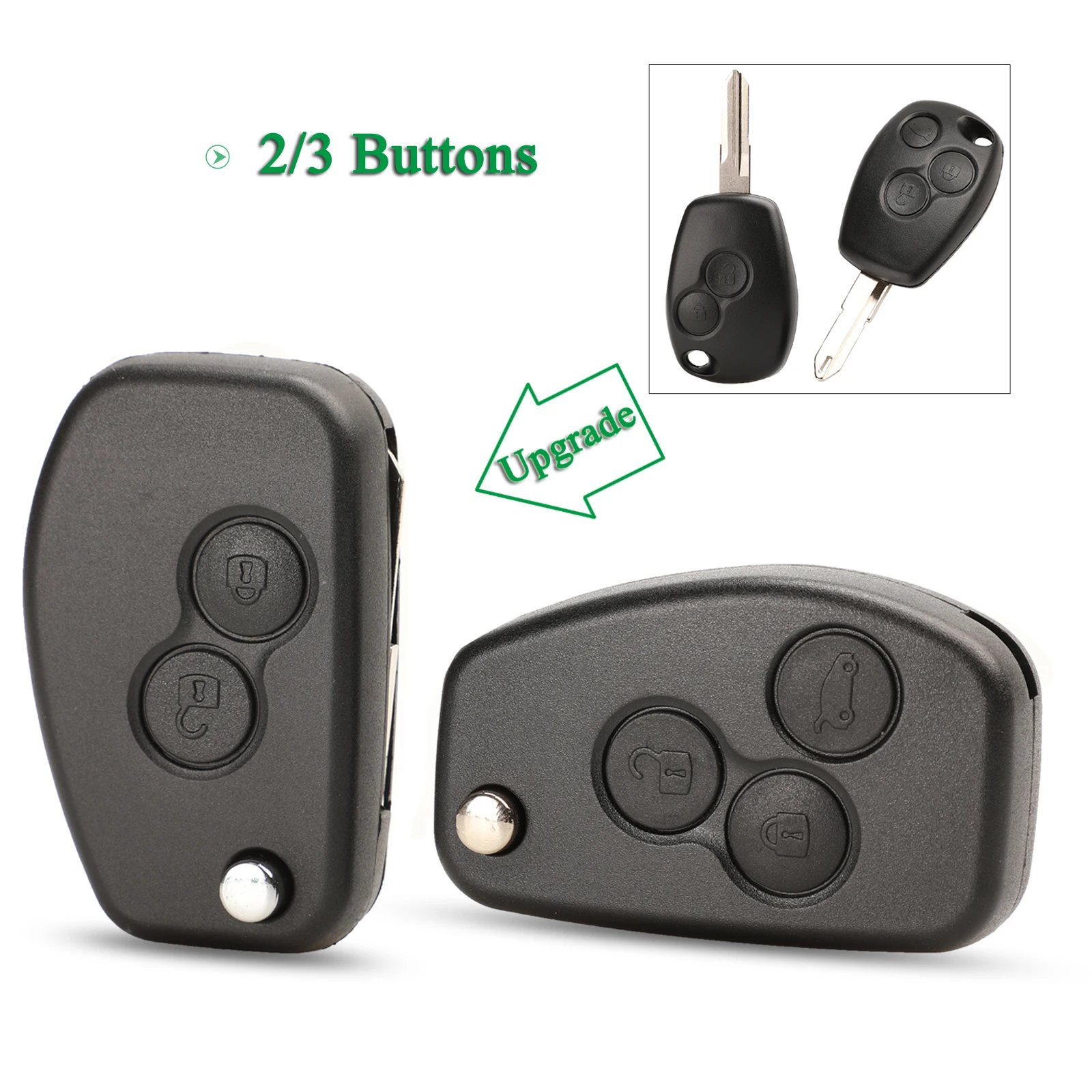 jingyuqin 2/3 Button Modified Remote Car Key Shell For Renault Megane Dacia Modus Espace Duster Clio VAC102 /NE72 Blade Replace