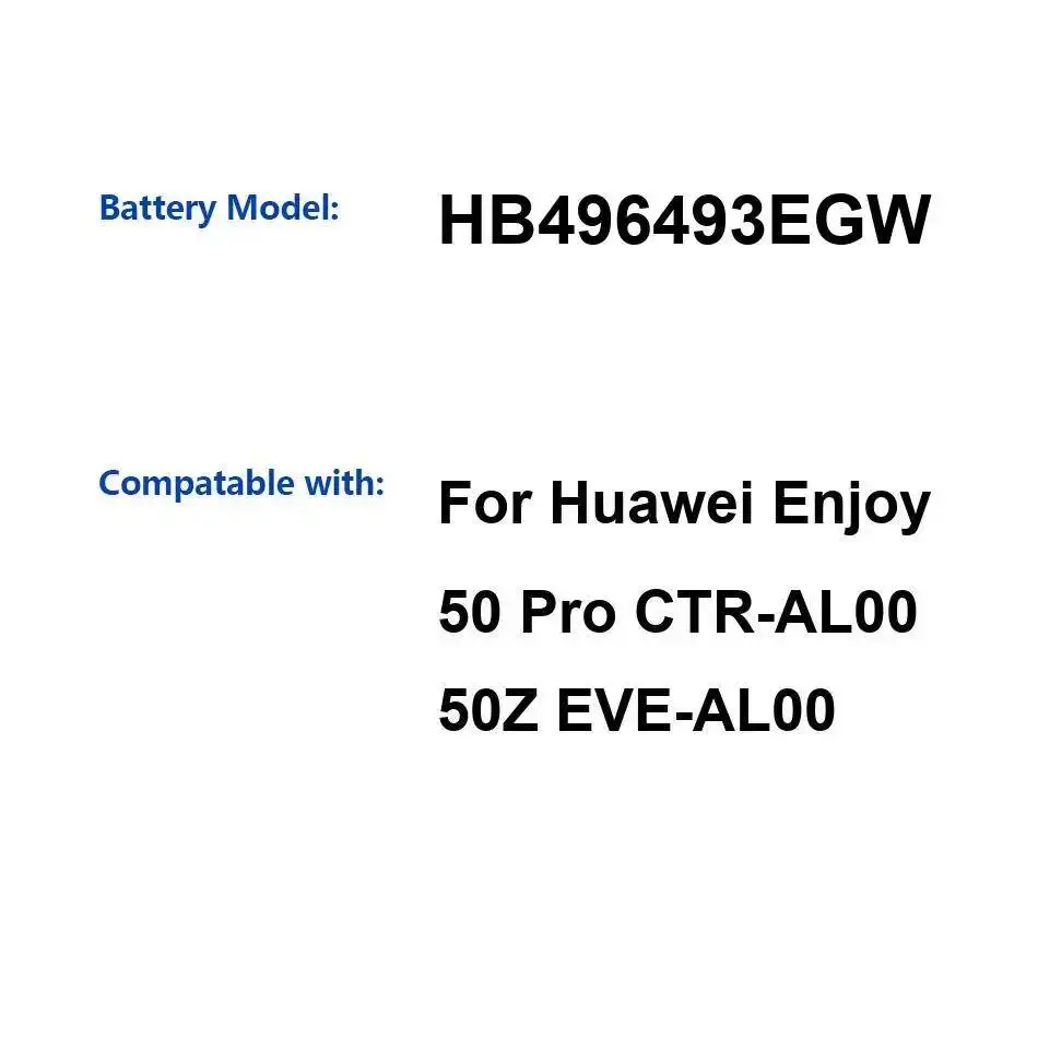 Batería para Teléfono Móvil HB496493EGW 5000mAh para Huawei Enjoy 50 Pro Ctr-AL00 50Z Eve-AL00