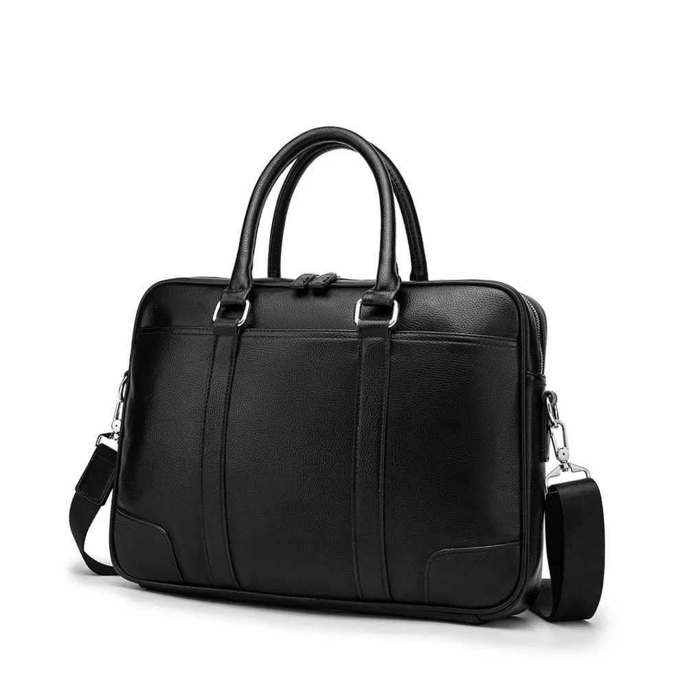 Genuine Leather Briefcase High Qaulity Men Real Cowhide Leather Handbags Male Business Office A4 Laptop Bag Travel Tote