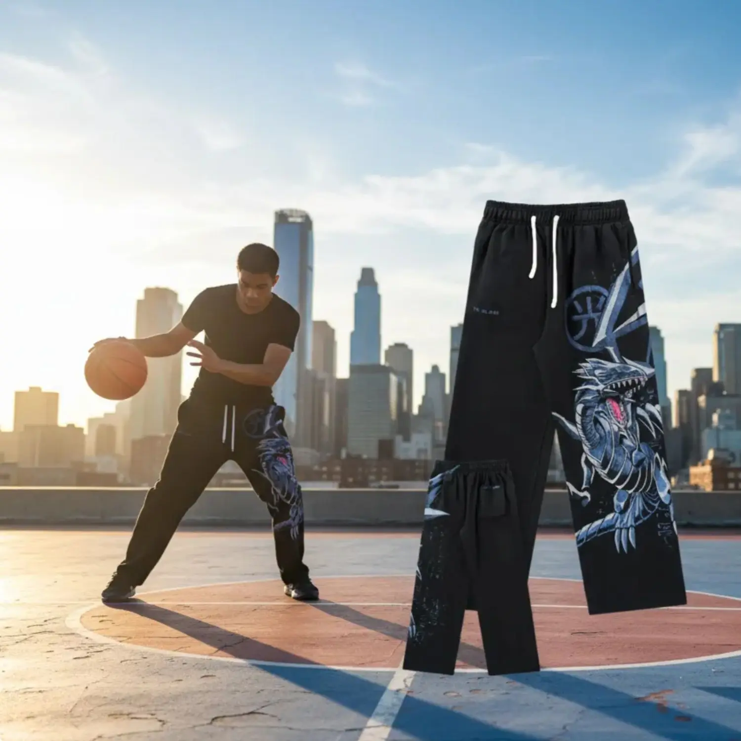 

Y2k Blue-Eyes White Dragon Sport Pants Men Baggy Popular Wide Leg Casual Joggers Harajuku Streetwear Basketball Men Clothing