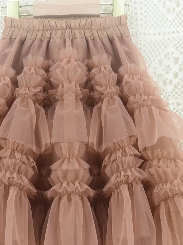 Princ Sle f Skirt for Girls Tulle Skirt Sweet Cake Skirt Spring Summer Korean Version Fairy f Long Skirt