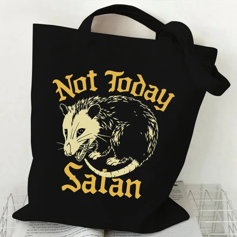 

Screaming Possum Shopping Bags Not Today Satan Shopper Collapsible Bag Possum Tote Bags Harajuku Funny Animals Women's Handbags