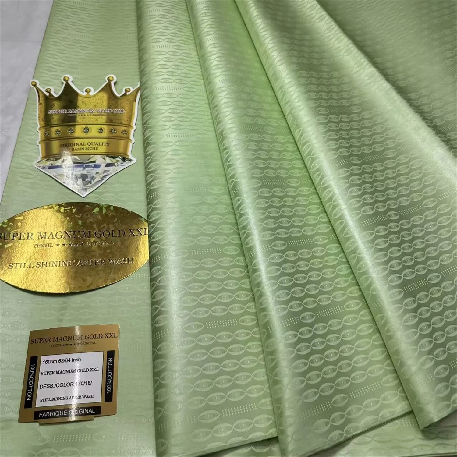 

New European Wash Retain Luster Fabric For Men Bazin Riche Fabric High Quality African Lace Fabric 100% Coton Brocade 5 Yards BZ