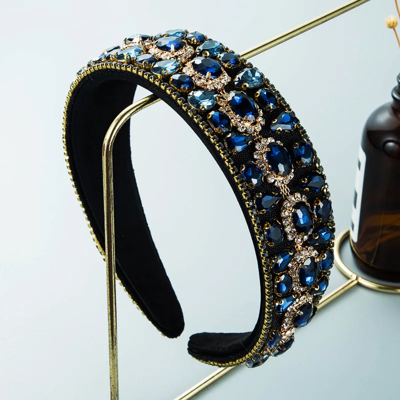 

Heming headband new headband foreign trade wholesale heavy industry water drop full diamond baroque trend headband hair accessor