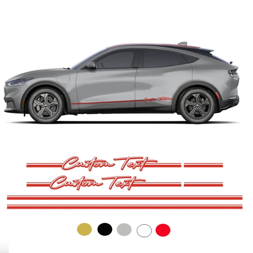 

Пользовательская наклейка с буквами на талии, юбка в полоску, внешний декор, виниловая наклейка, графика для Ford Mustang Mach 1 Mach-E 2021 2022