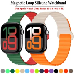 Silicone Magnetic Strap for Apple Watch10 46mm 42mm Ultra 2 49mm Sports Bracelet iWatch 9 8 7 6 5 4 SE 45mm 41mm 44mm 40mm Band