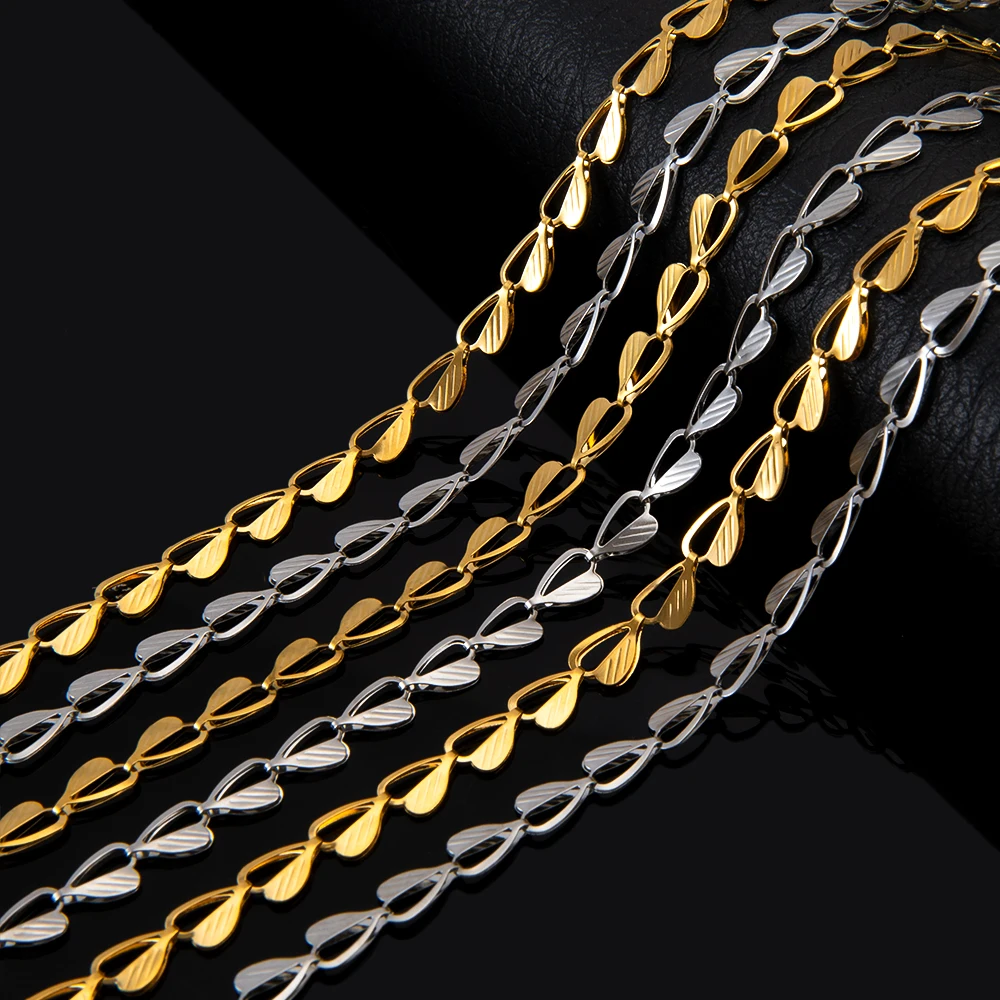 1Meter Stainless Steel Love Heart Chain Gold Color Necklace Chains For DIY Making Bracelet Material Jewelry Findings Wholesale