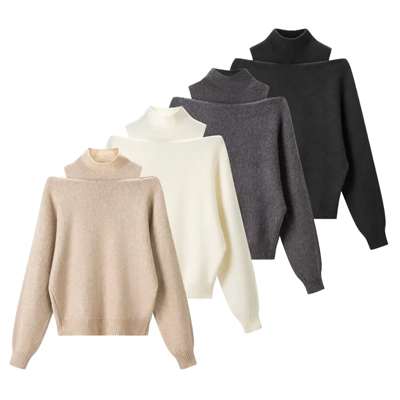 

Women's Vintage Red Sweater Vest Two Piece Set Pullover High Neck Long Sleeve Top Soft Knitted Suit Autumn Winter Elegant Trend