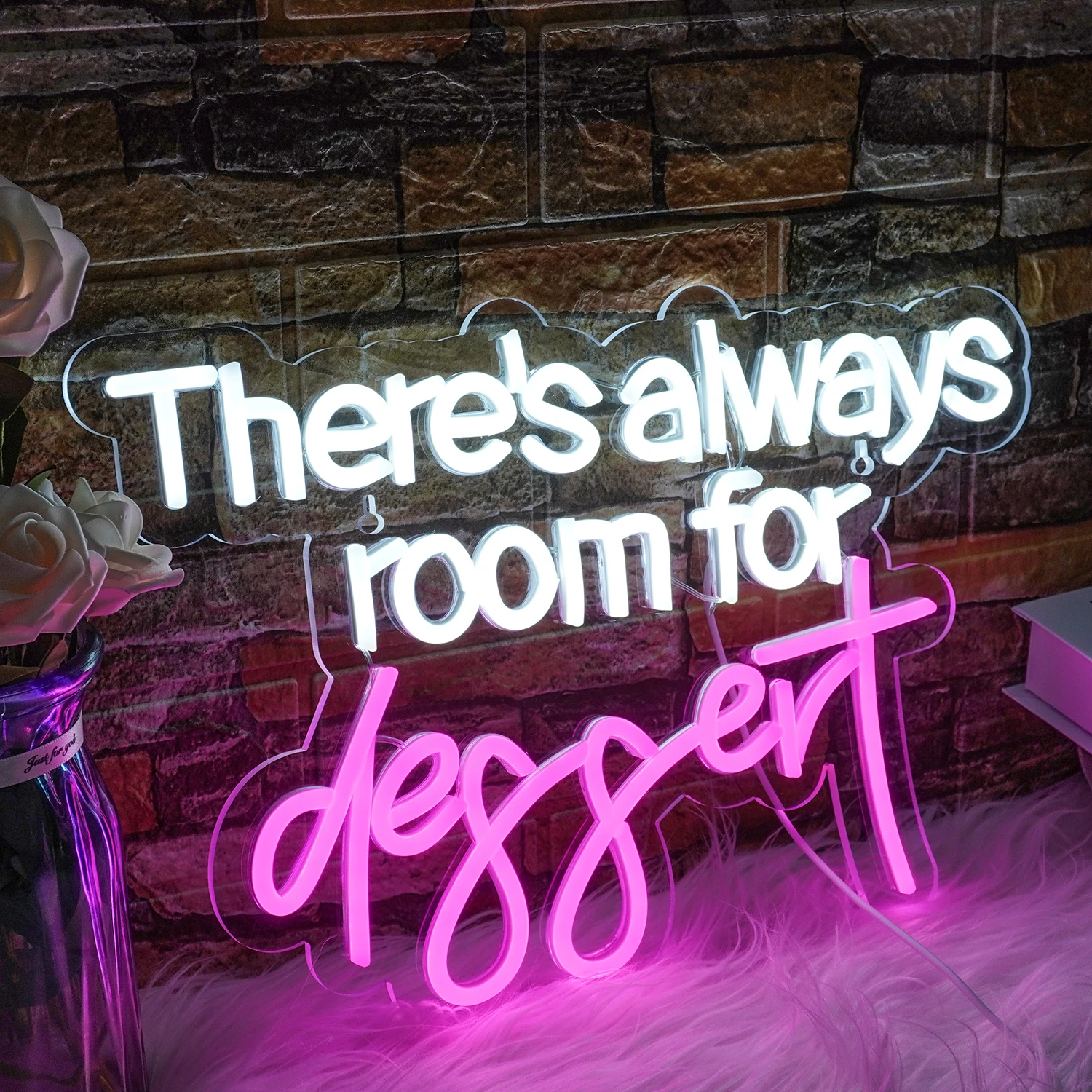 Imagem -02 - Sempre Espaço para Sinais de Néon de Sobremesa Luzes Led Brancas e Rosa Decoração de Festa Loja de Negócios Dimmable Light up Sign há