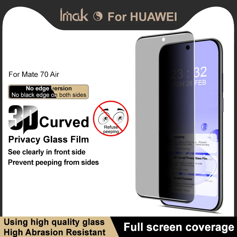 

IMAK 3D Privacy Tempered Glass for Huawei Mate 70 Air Screen Protector Film