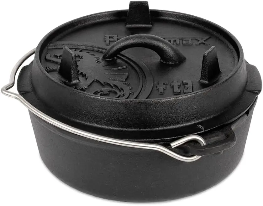 Чугунная голландская духовка для приготовления пищи или выпечки на открытом воздухе над кострам или в домашней кухне, предварительно приправная посуда, проводимость нагрева