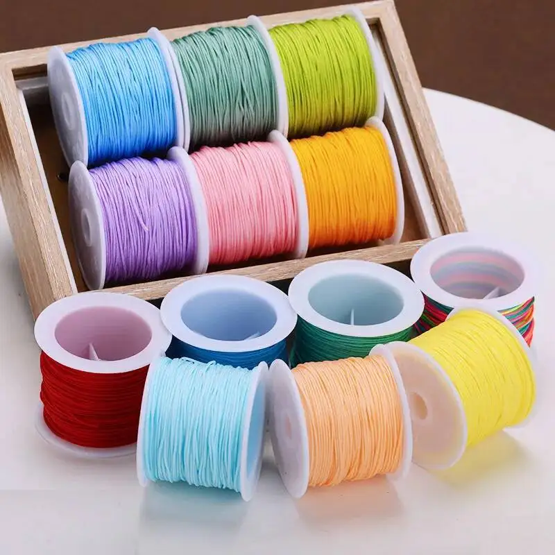 20M/Roll 0.8mm Color Nylon Thread Chines Knot Line Cord Macrame Rope DIY Bracelet Braided String For Jewelry Making Beading Rope
