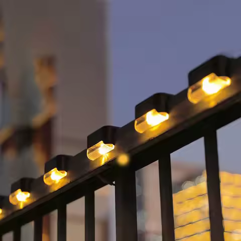 Garden Wall Lights Outdoor Solar LED Light 4Pcs Solar Deck Faily Light for Deck Step Railing Wall Patio Stair Yard Decoration