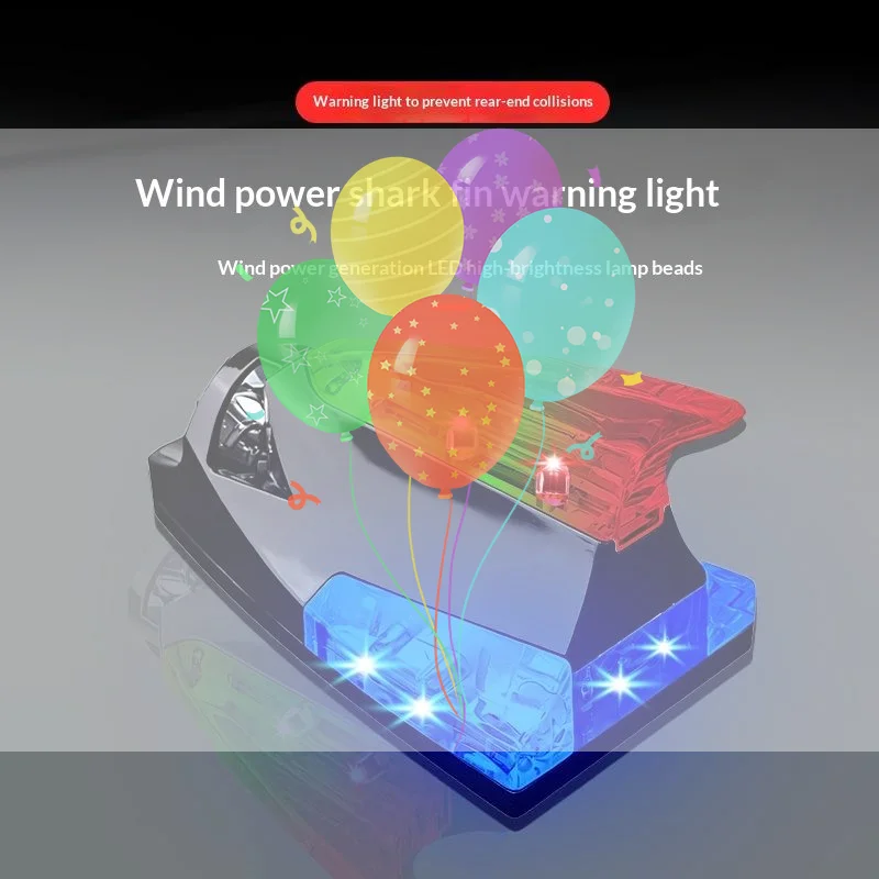 

Universal Car Roof Car Truck Wind Powered LED Light Roof Light Fin Auto Safe Warning Lamp Colorful Flash Wind Antenna Lamp