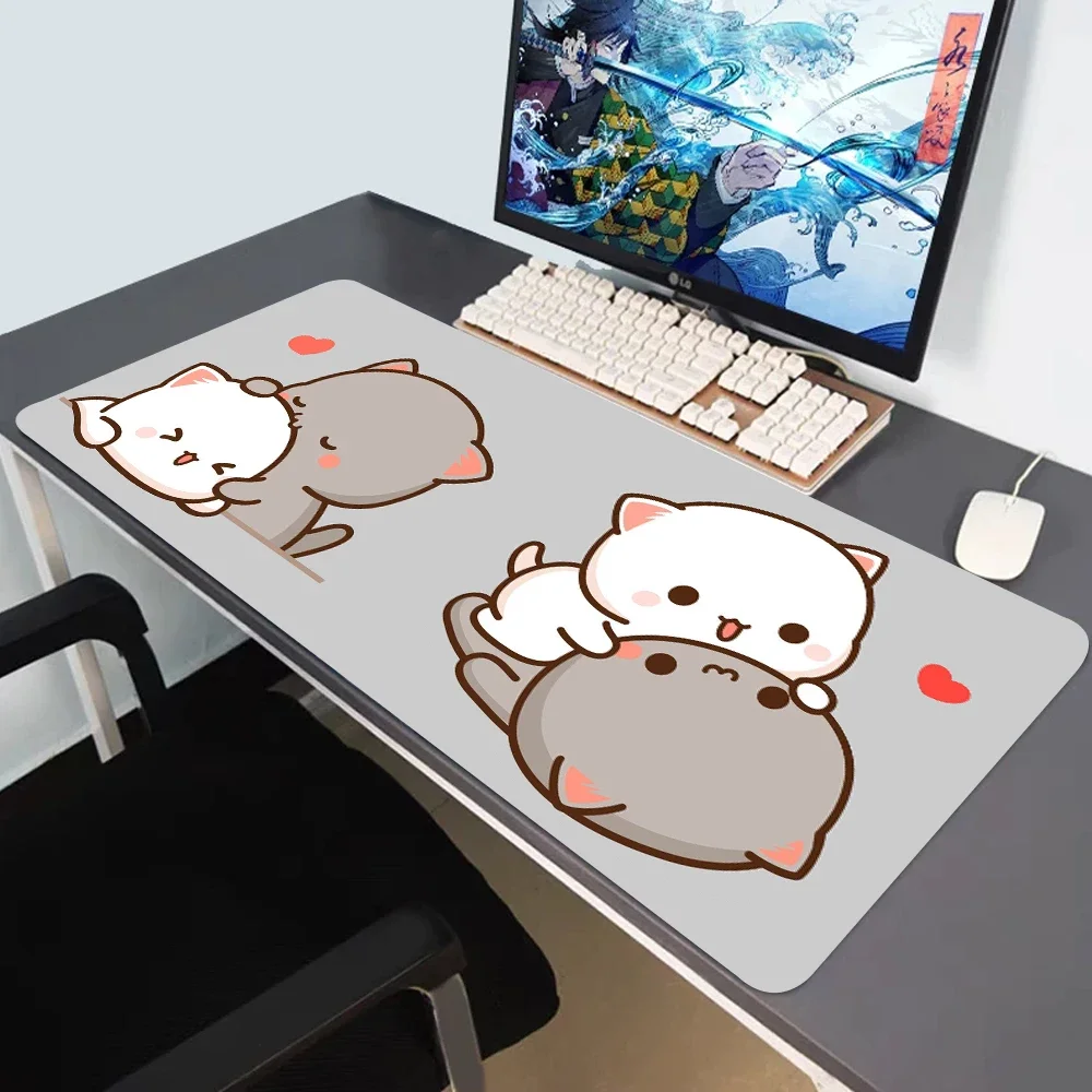 

Peach Mochi Cat Unique Desktop Pad Game Mousepad Large Mouse Mat Anti-slip Natural Rubber with Locking Edge girl pink mouse pad