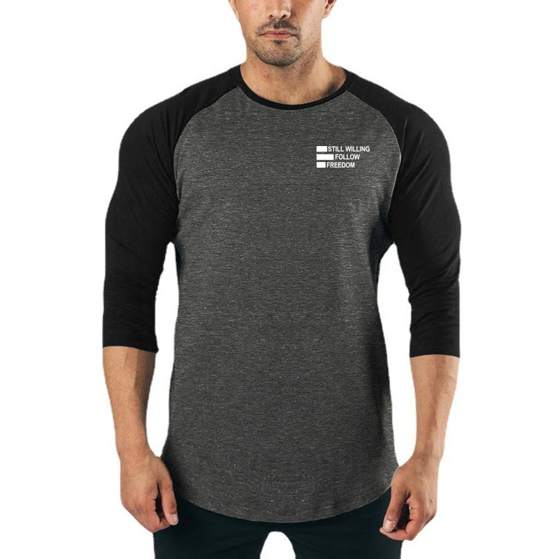summer Men New Patchwork Breathable Sweat-wicking Cotton Top Fitness Comfortable Basketball Training Short Sleeve Cotton T-shirt