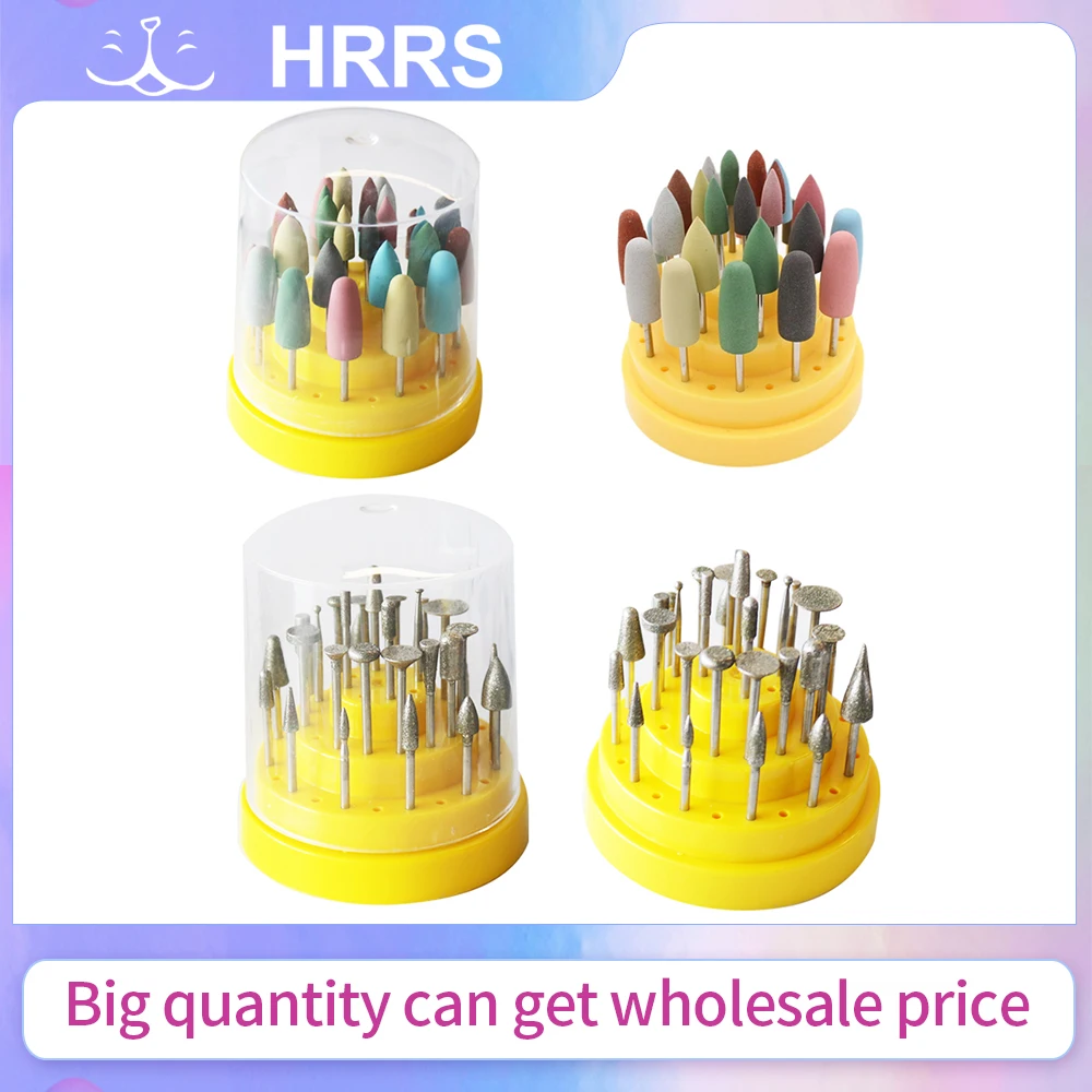 

28Pcs Rubber Grinding Head with Round box packaging/30Pcs Dental Burs With Round box packaging