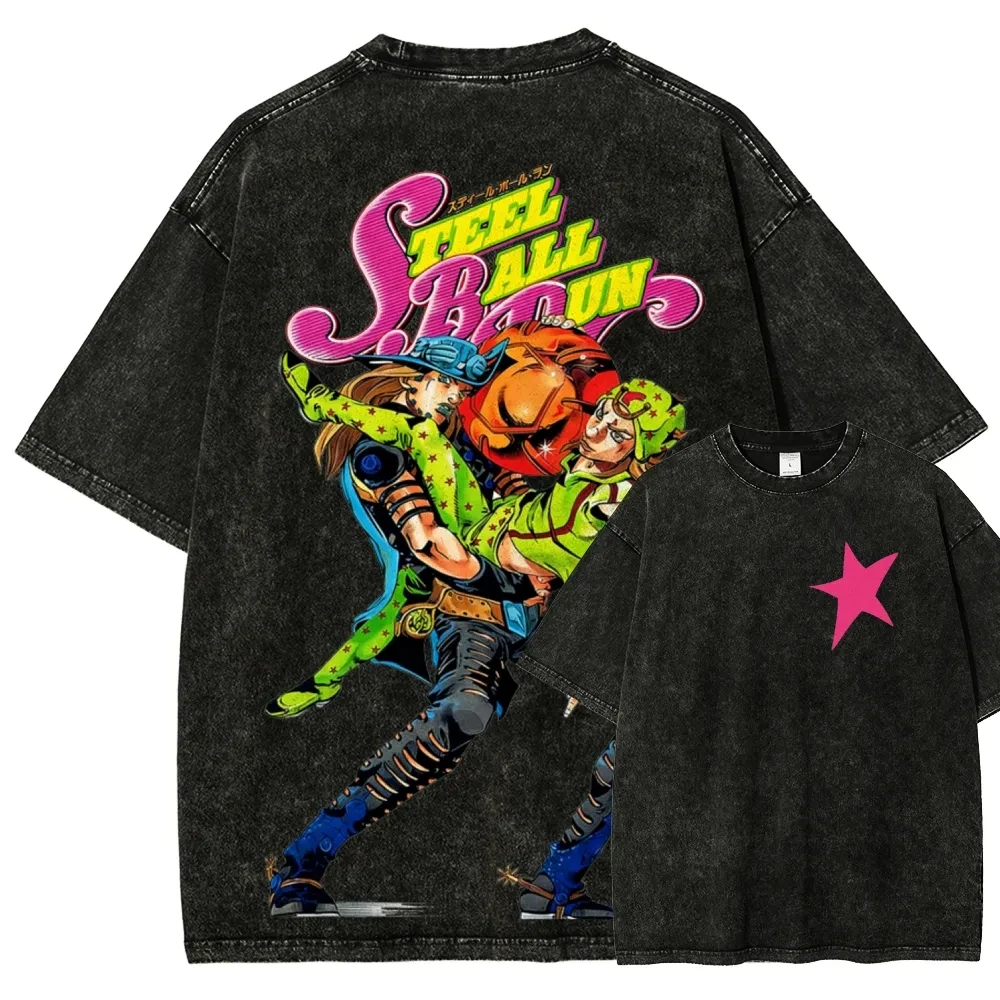 

Футболка унисекс Jojo's Bizarre Adventure Joseph Joestar из винтажного выстиранного хлопка, летняя, оверсайз, уличный стиль, 2026
