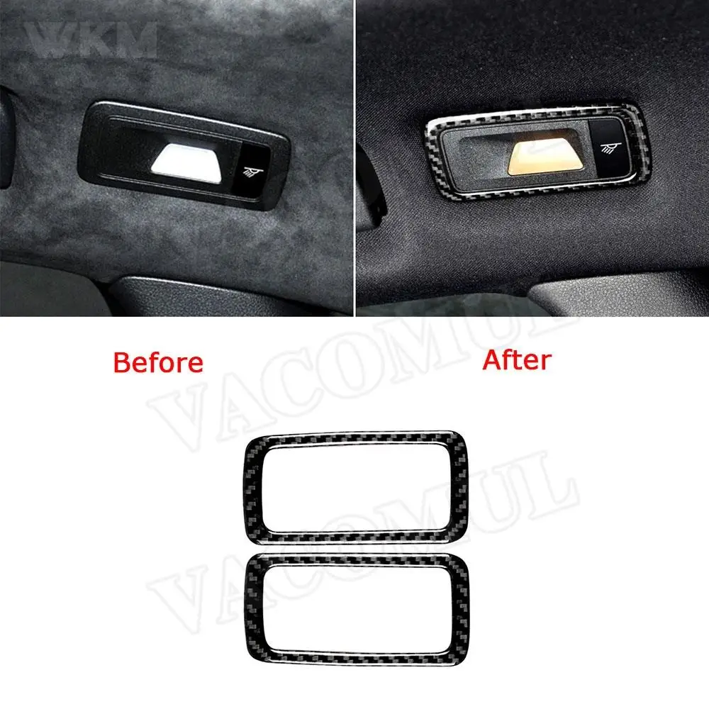 

Carbon Fiber Car Rear Seat Roof Light Lamp Trim Frame Rim Cover Decal Sticker for Porsche Macan 2015-2018 Interior Accessories