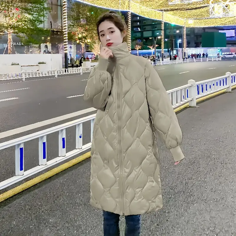 

Parkas Women Knee Length Coats Stand Collar Jackets Full Sleeve Thick Warm Y2k Streetwear Elegant Jacket Coat Autumn Winter