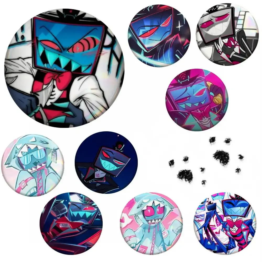 Hazbin Vox H-HotelS Trust Us Badge Tinplate Meme Round Brooch For Hat Bag Creative Lapel Jewelry Accessories Gifts