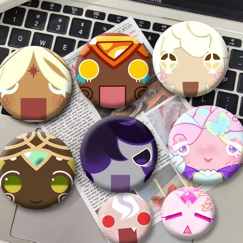 Funny Anime Game Cookie Run Kingdom Badge on Backpack Clothes Accessories Cartoon Lapel Pins Round Brooch Handmade Jewelry Gifts