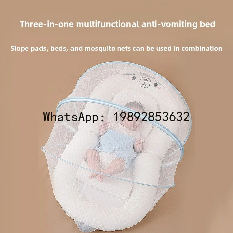 مجموعة سرير نوم بيونيك لحديثي الولادة، سرير أطفال متحرك، سرير محمول مضاد للضغط #3