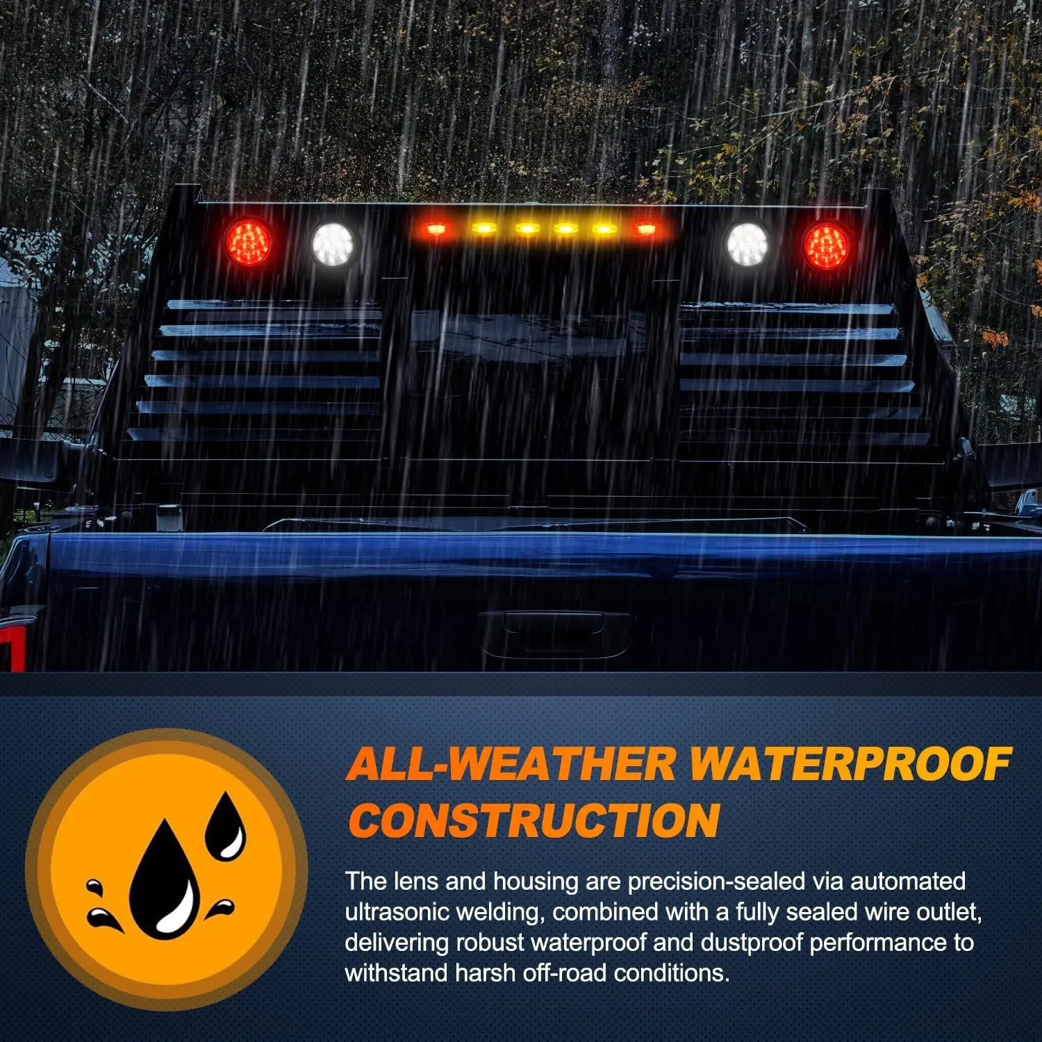 Nilight LED Trailer Light Kit 4 Inch Round Tail Lights with Marker Light Waterproof Brake Turn Reverse Tail and Marker Lighting with Flush Mount Design for 12V Trailers Trucks RVs Boats and Campers