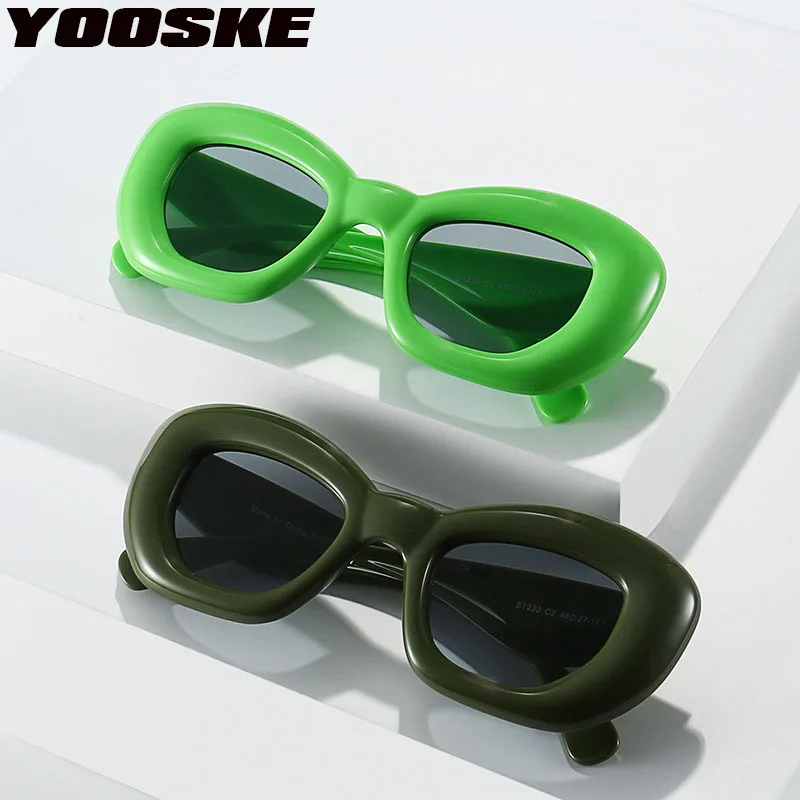 YOOSKE Cat's Eye Sunglasses for Women Bubble Inflatable Candy Color Sun Glasses Luxury Brand Designer Ins Korean Style Eyewear