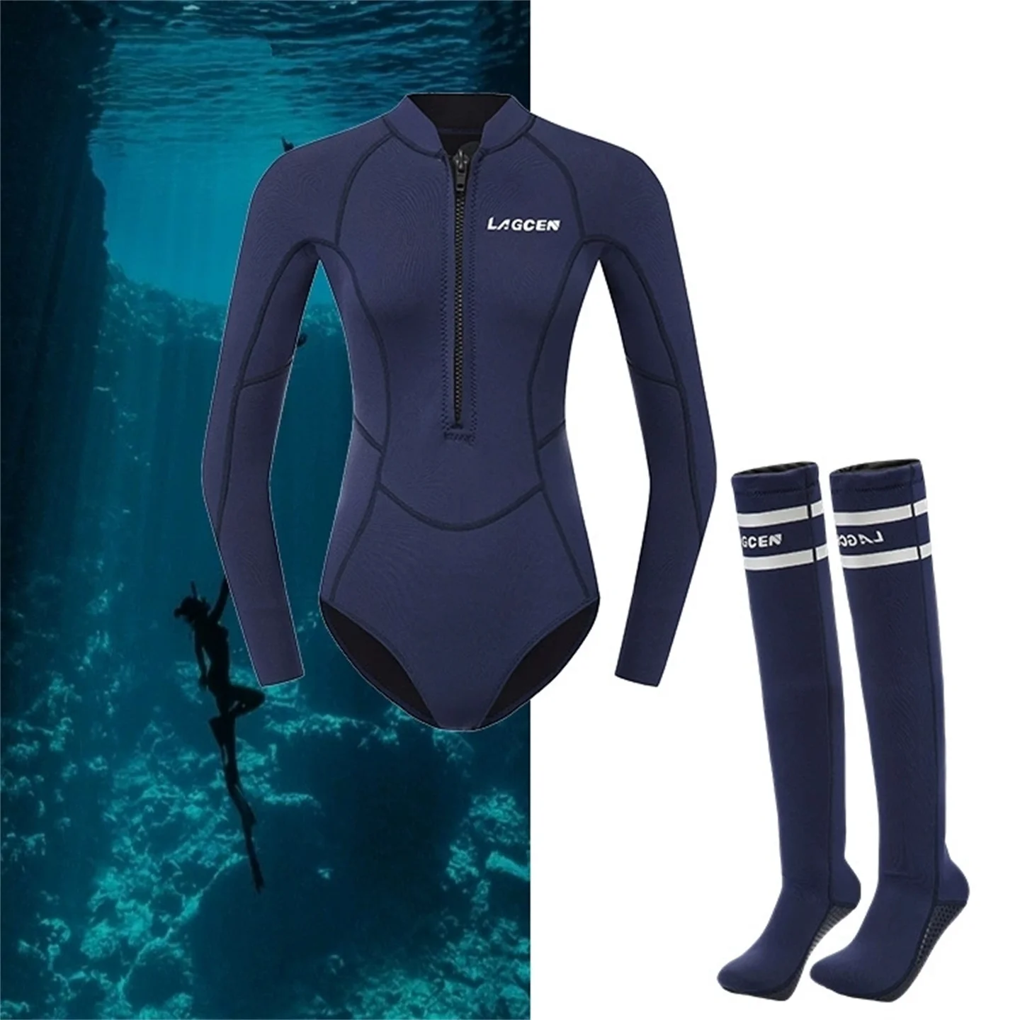 

3 мм неопреновый гидрокостюм бикини с комплектом чулок, летний женский костюм для дайвинга с длинными рукавами, солнцезащитный термокупальник для серфинга, подводного плавания