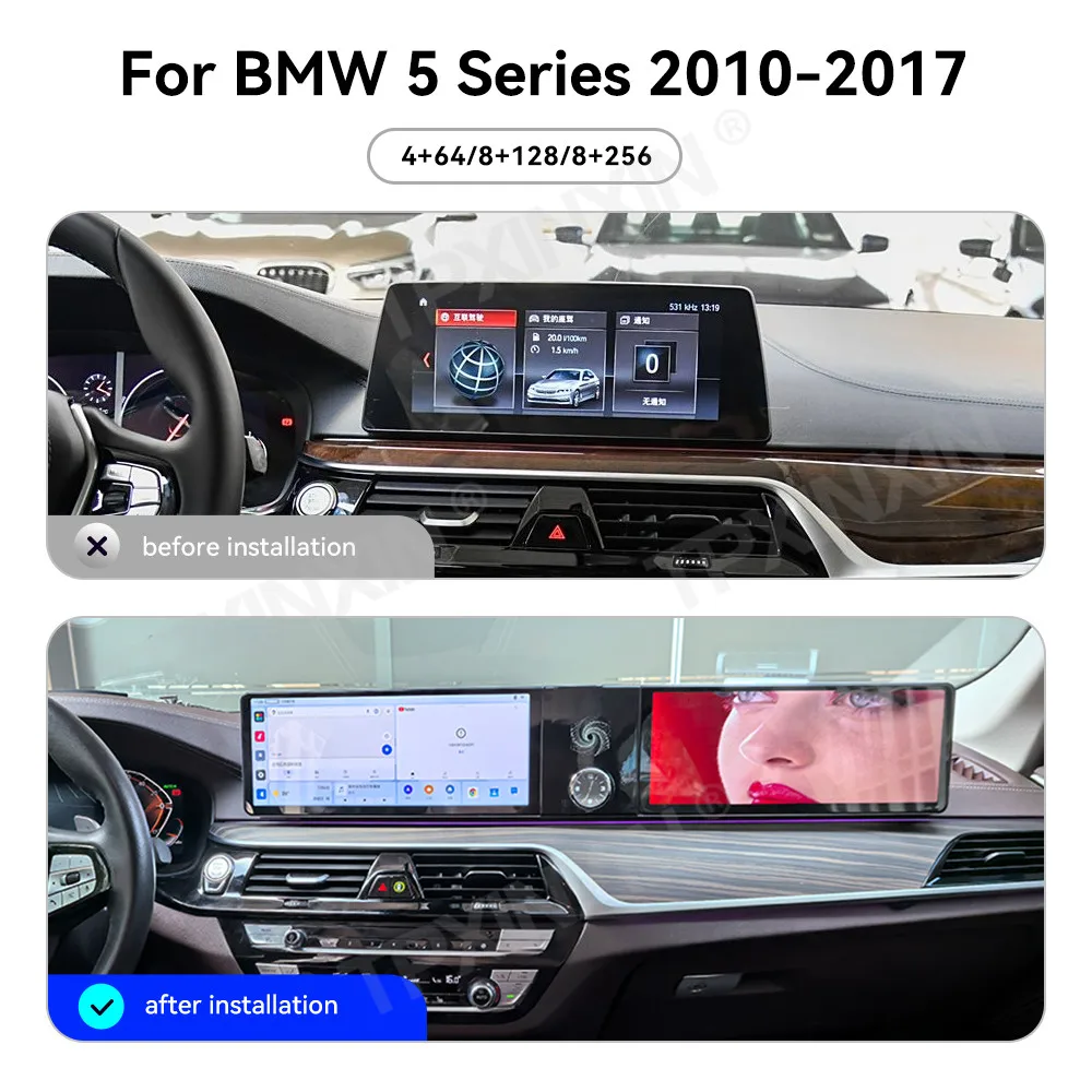 ZWNAV شاشة مزدوجة أندرويد سيارة الوسائط المتعددة راديو لسيارات BMW 5 Series 2010-2017 السيارات لتحديد المواقع الملاح واي فاي 4G بلوتوث