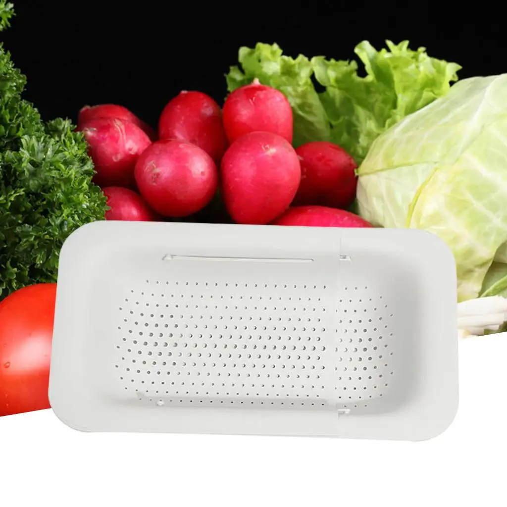 Collapsible Colander for Kitchen Sink Expandable Plastic Strainer Basket Fruit Vegetable Wash Drainer