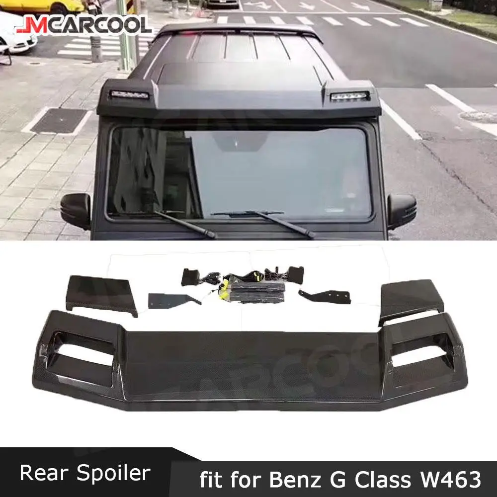 Rear Trunk Roof Spoiler Lip Wings with LED Light for Mercedes Benz G Class W463 G500 G65 Wagon 2015 UP Car Styling Carbon Fiber