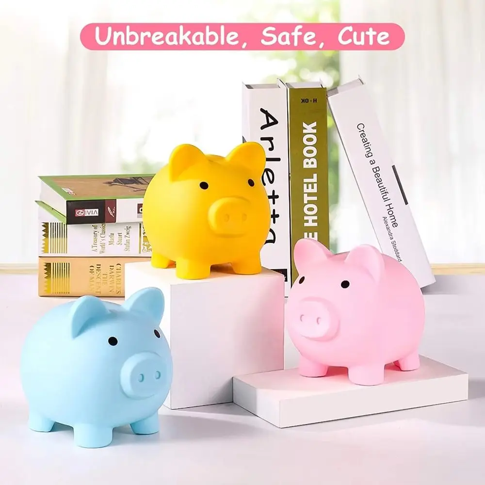 Pig Shape Piggy Bank Reusable Crafts Money Box with Saving Money Goals Counter Coin Tray Storage Case