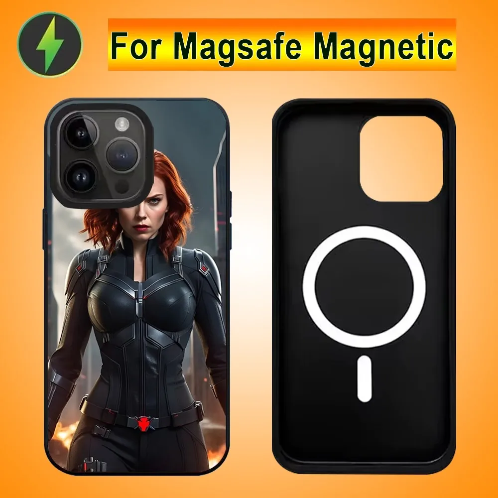 Black W-Widow Phone Case For IPhone 15 14 13 Pro Max 11 12 Mini Alex Mirror For Magsafe Wireless Charging Cover