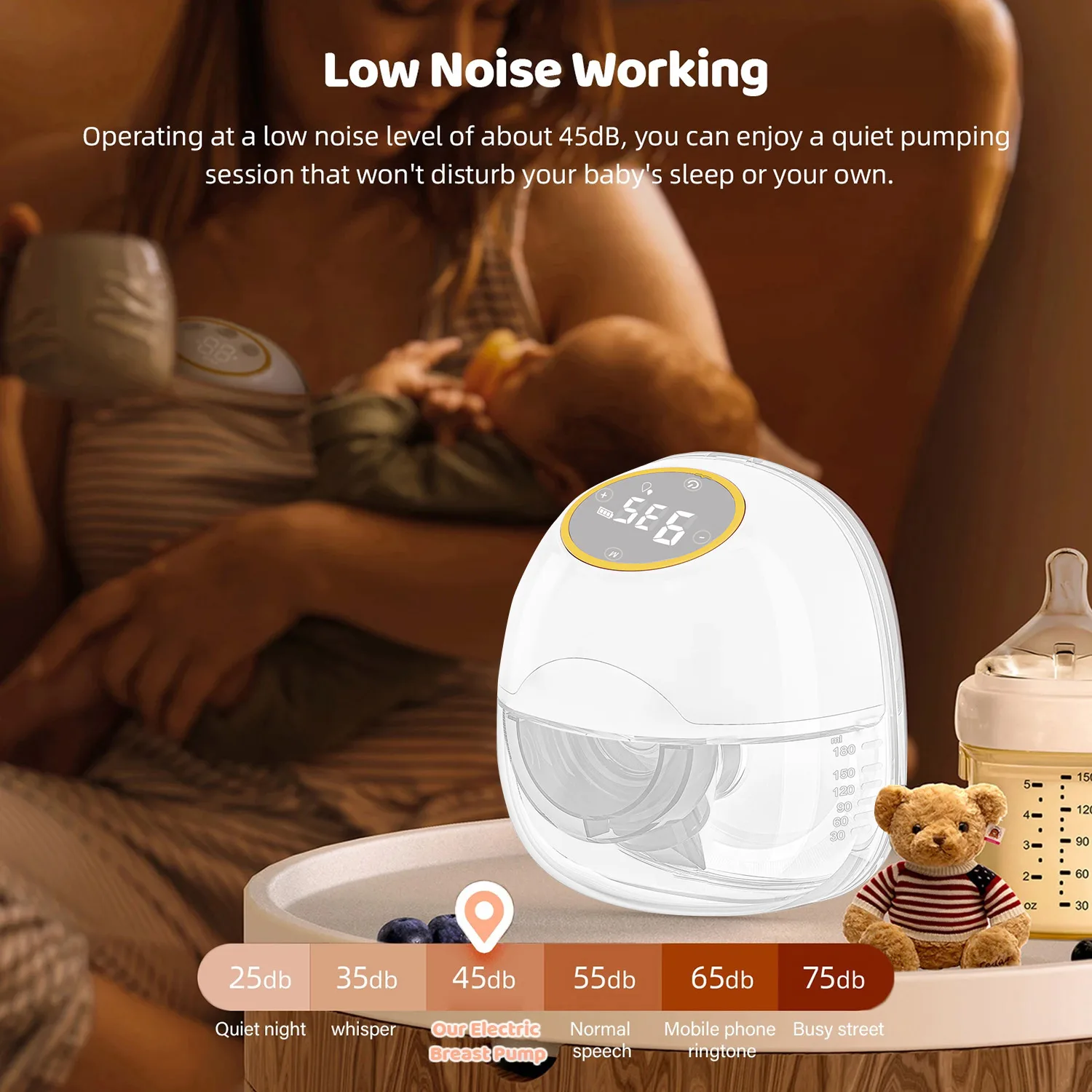 Wearable Breast Pump Super Hands Free Electric Breast Pump Comfort Milk Collector for Breastfeeding with 180ml Large Capacity