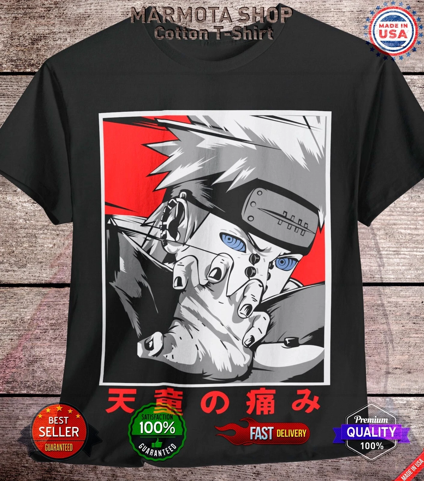 

Pain Shirt Naruto Shippuden Akatsuki Nagato Anime Unisex Tee T-Shirt All Size Breathable Personalized Loose Cotton
