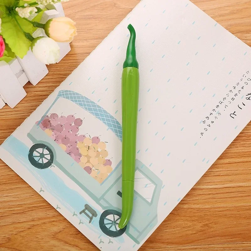 3 Pcs New product creative simulation vegetable pepper gel pen student office stationery cute cartoon syringe pen black refill