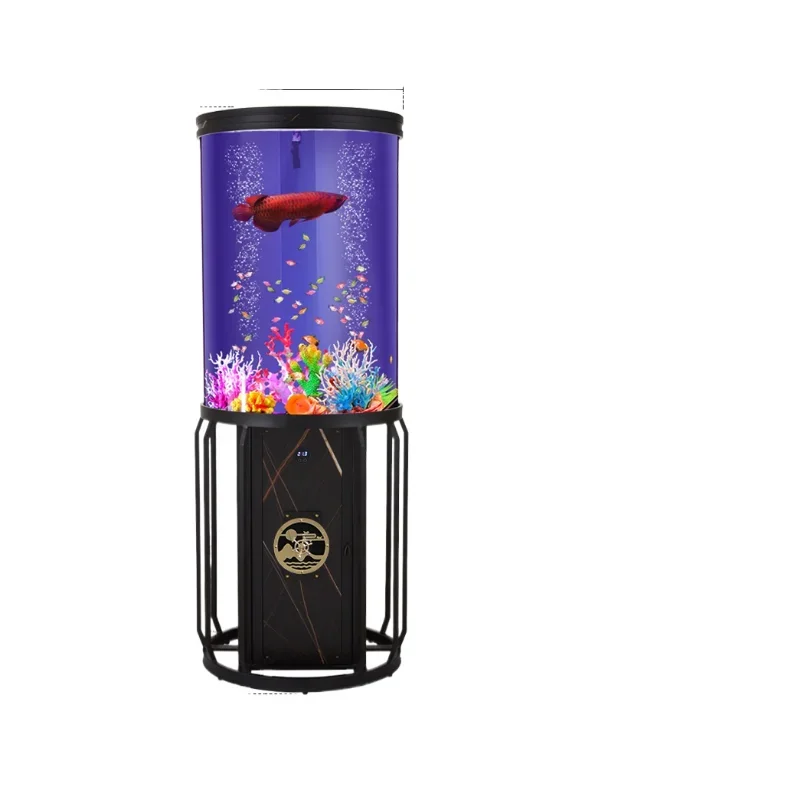 

*New round fish tank ecological water-free bottom filter acrylic smart goldfish tank aquarium
