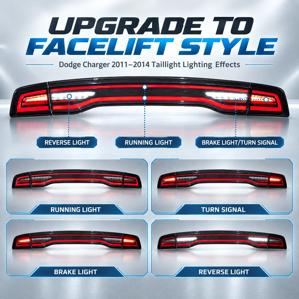 LED Taillight Upgrade Facelift Style LED Rear Tail Light Assembly for Dodge Charger 2011 2012 2013 2014 RT SXT SRT8