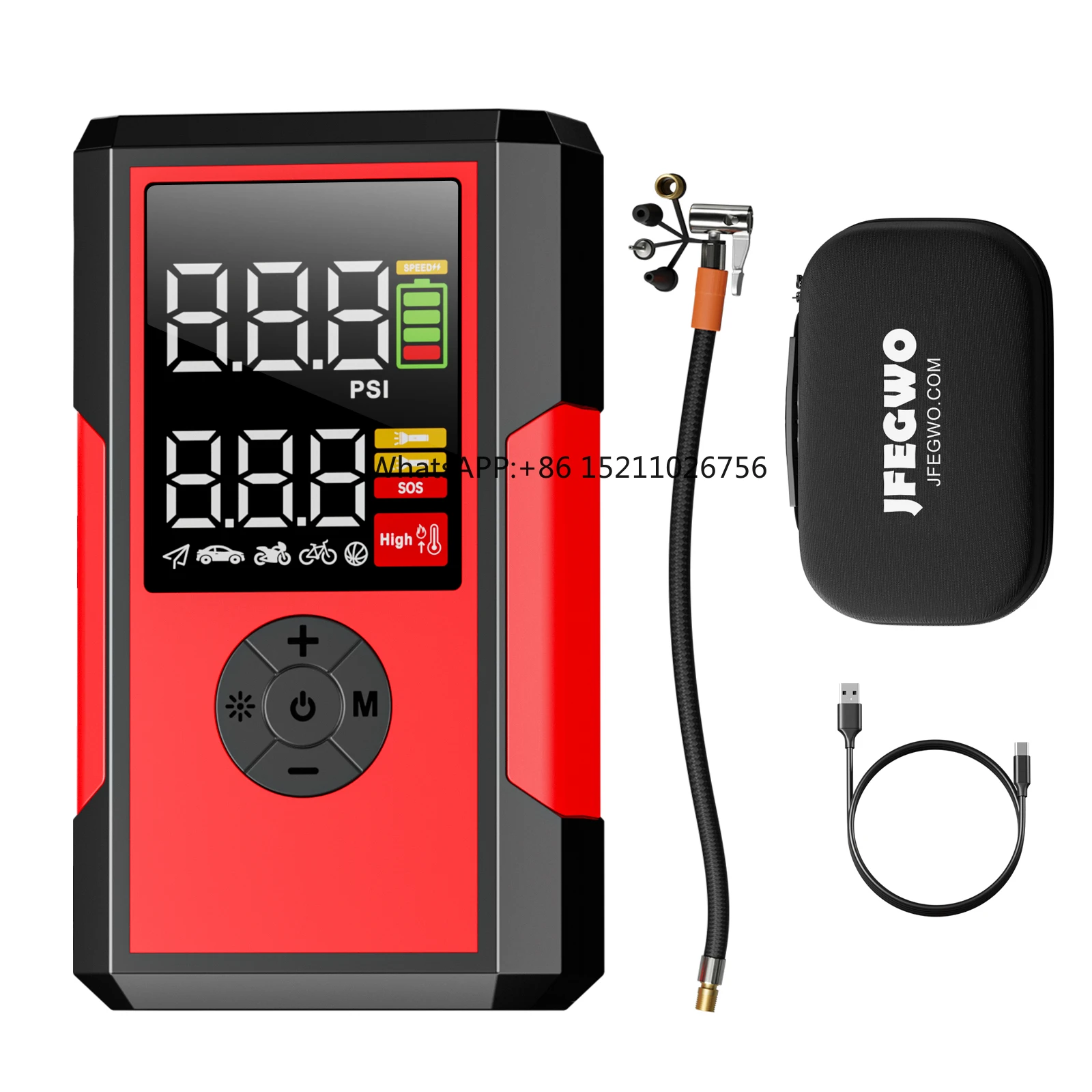 

200Psi rechargeable mini air pump compressor inflator portable digital bike car tyre inflator tire pump