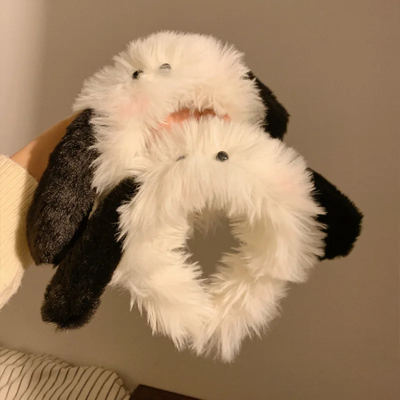 

1 шт., милая плюшевая повязка на голову с щенком румян для женщин, нечеткая обруч для мытья лица, повязка для волос для нанесения маски, заколка для волос