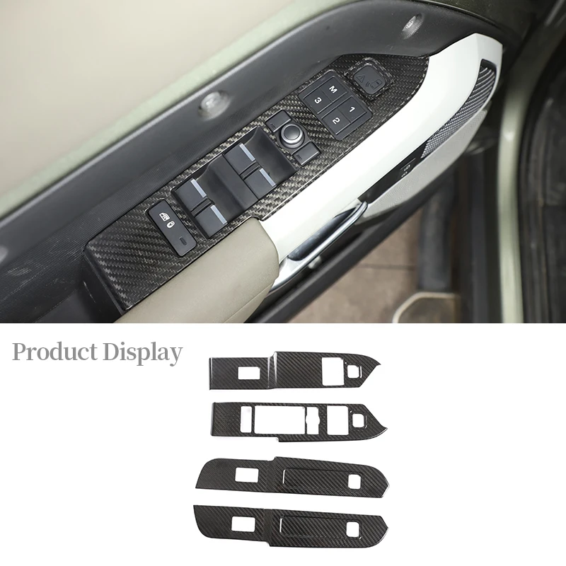 

For Land Rover Defender 110 2020-2022 Real Carbon Fiber Car Glass Lift Switch Panel Cover Parts Car Interior Accessories