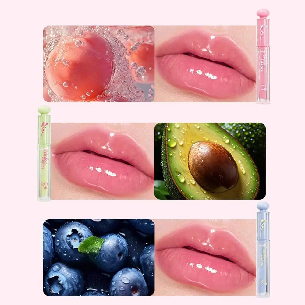 3個入りフルーツフレーバー変色リップバームセット 保湿リップグロス、プランピングティントリップスティック、長持ちリップケアキット