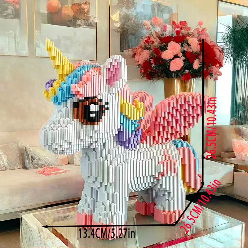 

2820-Piece Rainbow Horse Building Block Set, Creative Plastic Interlocking Blocks, Is an Ideal Gift for Easter, Halloween, and Christmas.