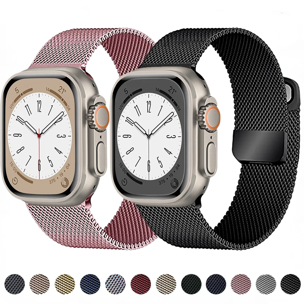 

Milanese Strap for Apple Watch Ultra Band 49mm 45mm 41mm 44mm 40mm 42mm 38mm Magnetic Wristband for iWatch Series 8 7 6 5 4 3 SE