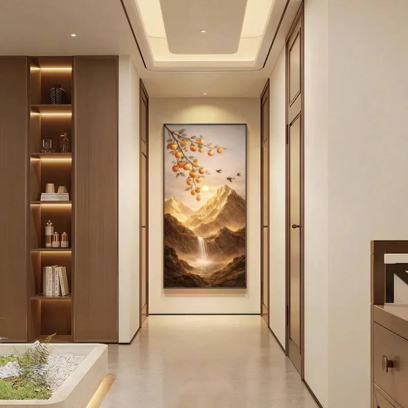 Flowing Water Generates Wealth Entrance Decoration Painting Landscape Corridor Hanging Painting Luxurious Front Door Mural Lamp