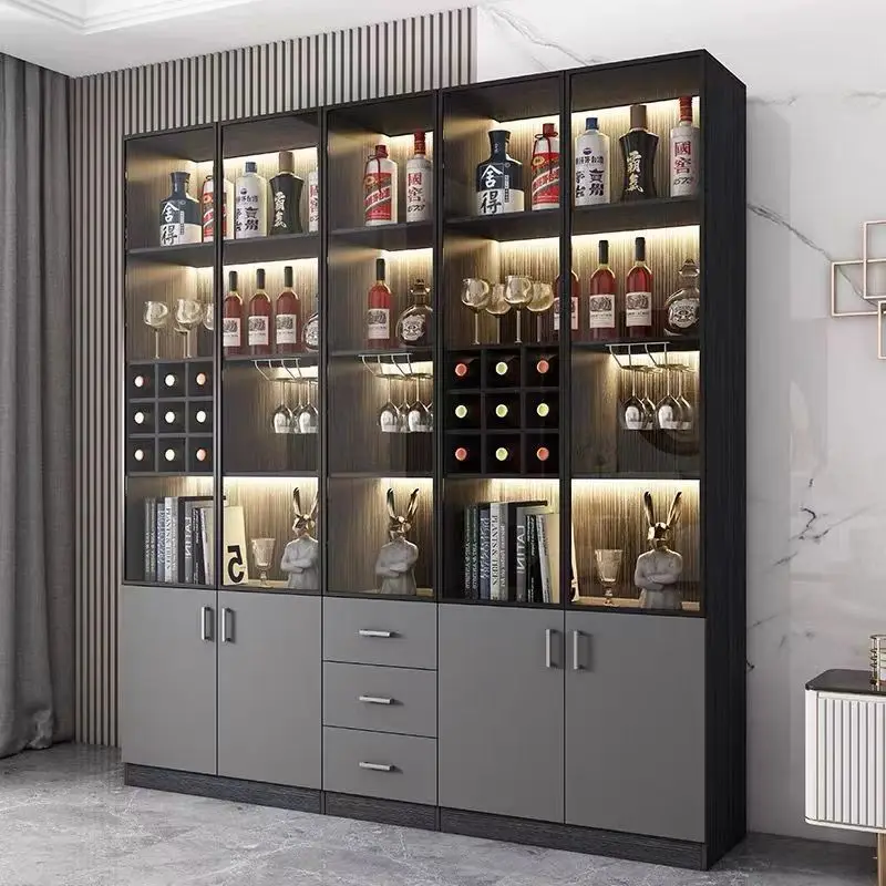 

Glass door, wine cabinet, household, living room, dining side, against the wall, light luxury and high-end