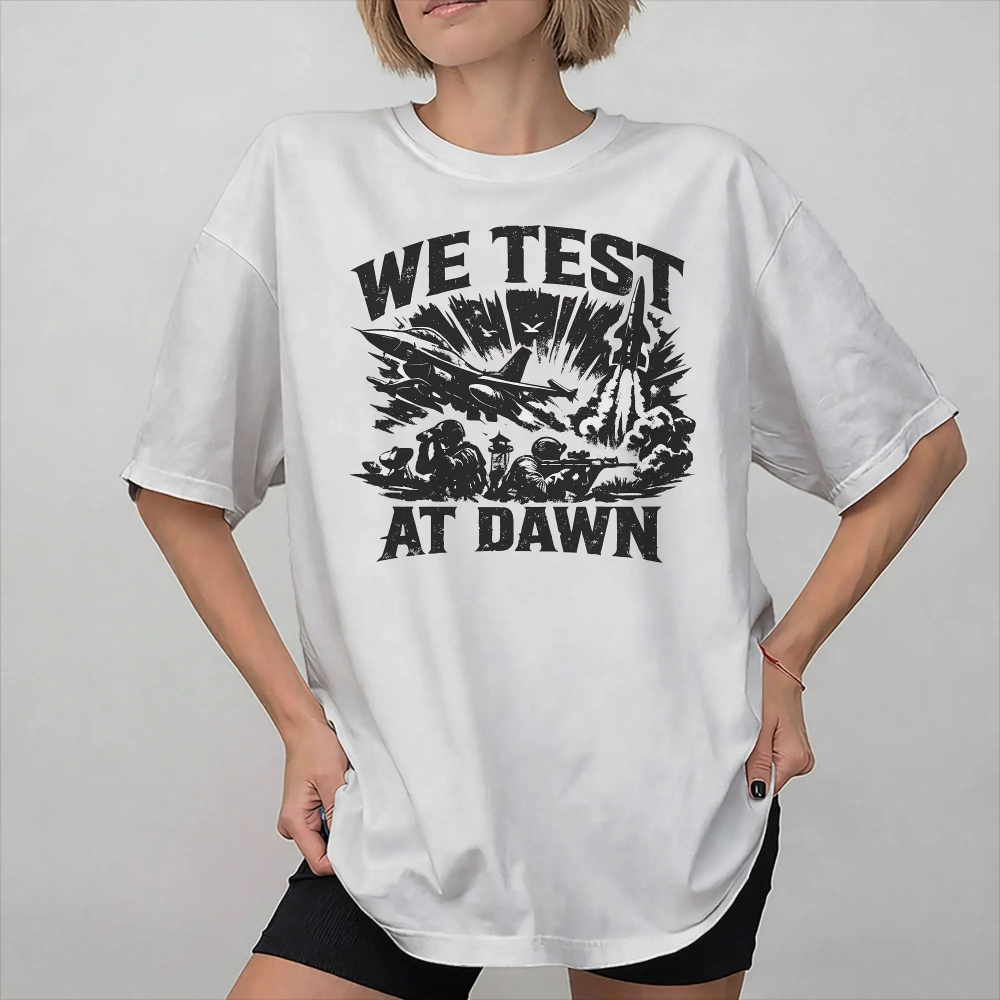 WE Test AT Dawn Graphic Printing T Shirts Men Women  Cotton  Tee Shirt Clothes