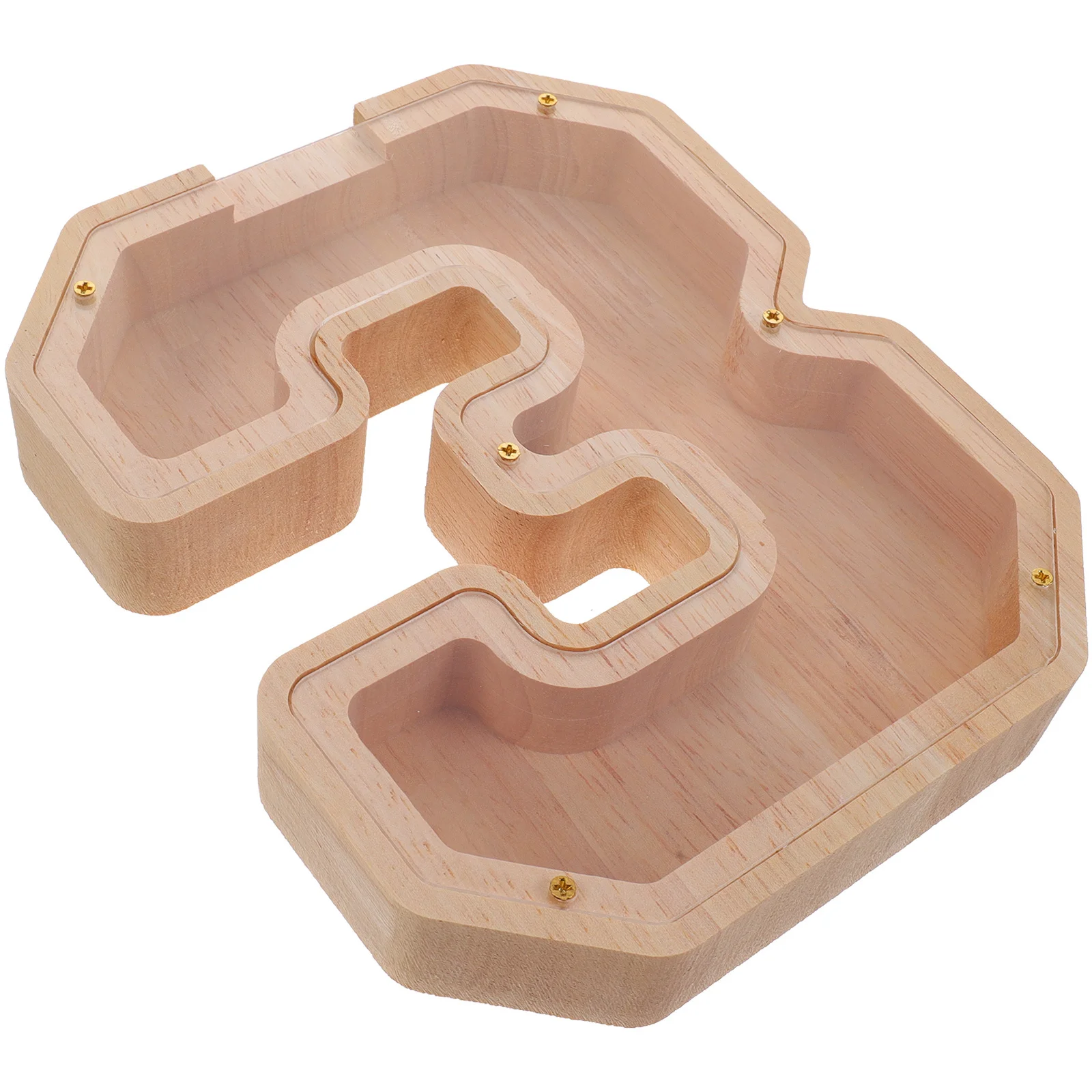 Transparent Wooden Piggy Bank Modern Farmhouse Style Wooden Money Saving Box for Desktop Decoration Money Saving Box